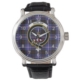 Classic Timeless Clan Dunlop Modern Tartan Badge Horloge