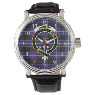Classic Timeless Clan Dunlop Modern Tartan Badge Horloge