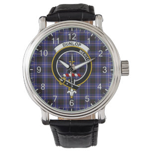 Classic Timeless Clan Dunlop Tartan Badge Pset Horloge