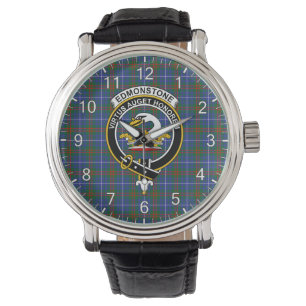 Classic Timeless Clan Edmonstone Tartan Badge Plai Horloge