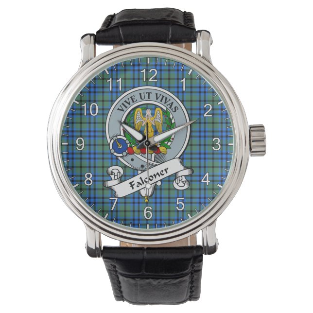 Classic Timeless Clan Falconer Badge Tartan Watch Horloge (Voorkant)