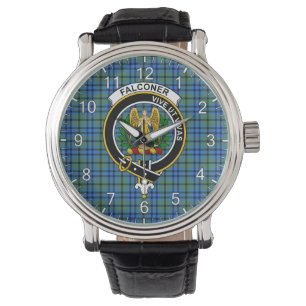 Classic Timeless Clan Falconer Tartan Badge Pset Horloge