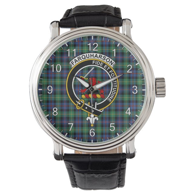 Classic Timeless Clan Farquharson Ancient Tartan Horloge (Voorkant)