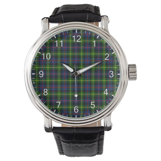 Classic Timeless Clan Farquharson Modern Tartan Horloge (Voorkant)