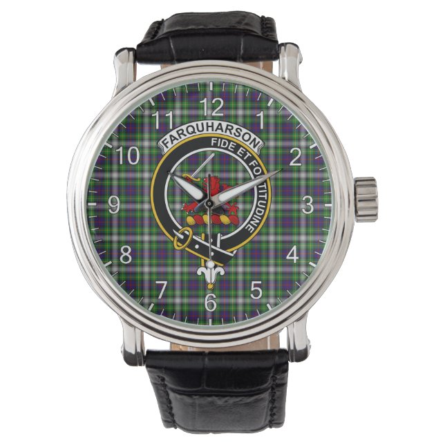 Classic Timeless Clan Farquharson Tartan Badge Horloge (Voorkant)