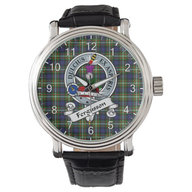 Classic Timeless Clan Ferguson Modern Badge Tartan Horloge (Voorkant)