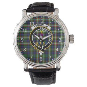 Classic Timeless Clan Ferguson Modern Tartan Badge Horloge