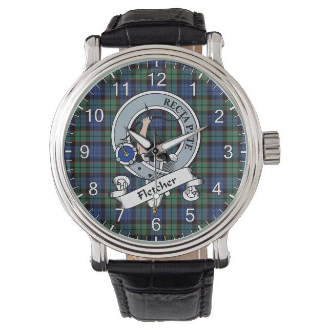 Classic Timeless Clan Fletcher Badge Tartan Watch Horloge (Voorkant)