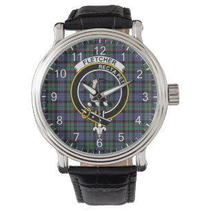 Classic Timeless Clan Fletcher Modern Tartan Badge Horloge