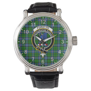Classic Timeless Clan Forsyth Modern Tartan Badge Horloge