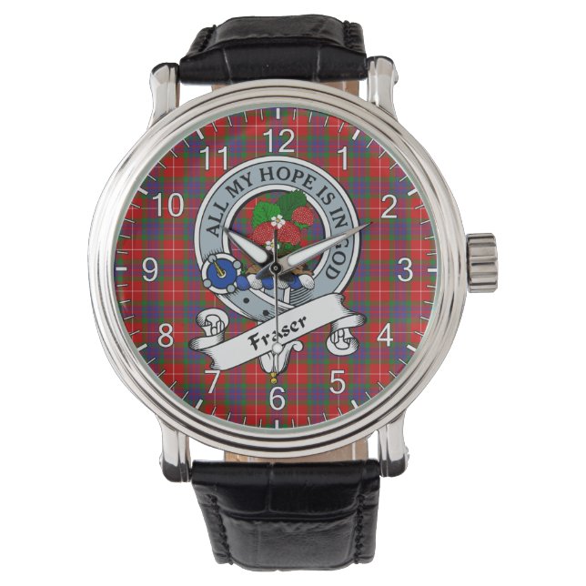 Classic Timeless Clan Fraser Badge Tartan Watch Horloge (Voorkant)