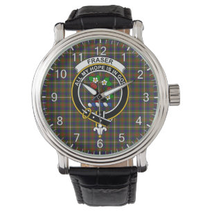 Classic Timeless clan Fraser Hunting Tartan Badge Horloge