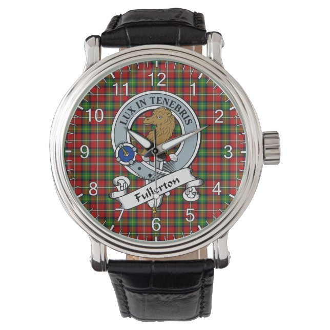 Classic Timeless Clan Fullerton Badge Tartan Watch Horloge (Voorkant)