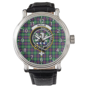 Classic Timeless Clan Inglis Modern Tartan Badge Horloge