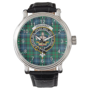 Classic Timeless Clan Urquhart Ancient Tartan Badg Horloge