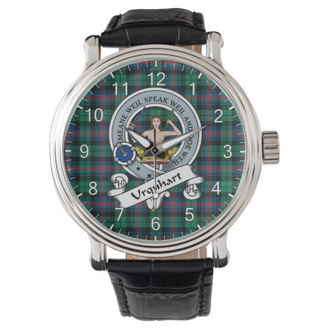 Classic Timeless Clan Urquhart Modern Badge Tartan Horloge (Voorkant)