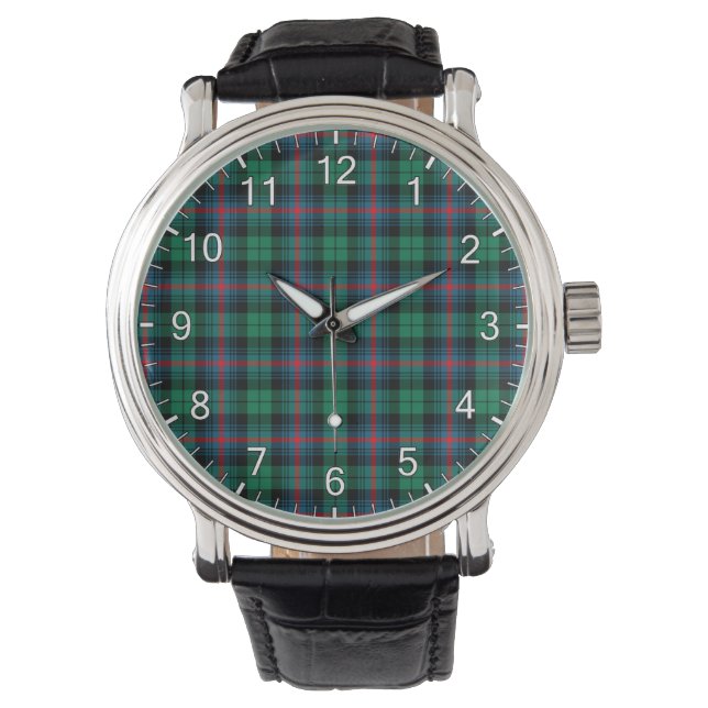 Classic Timeless Clan Urquhart Modern Tartan Pset Horloge (Voorkant)