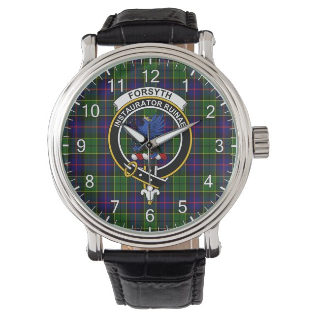 Classic Timeless Clan voor syth Tartan Badge Pset Horloge (Voorkant)