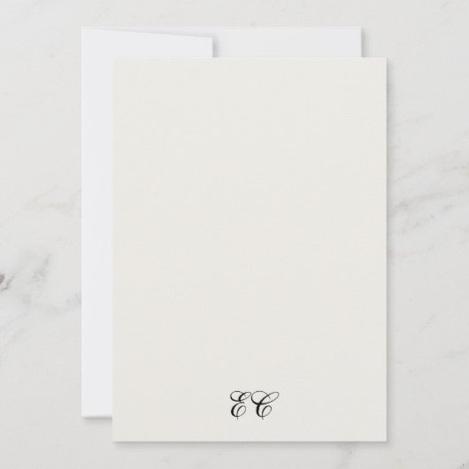 Classic Timeless Ivory Calligraphy Wedding Kaart (Achterkant)