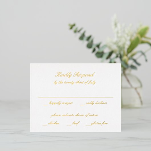 Classic Timeless Wedding Foil RSVP Card Folie Uitnodiging Briefkaart (Staand Voorkant)