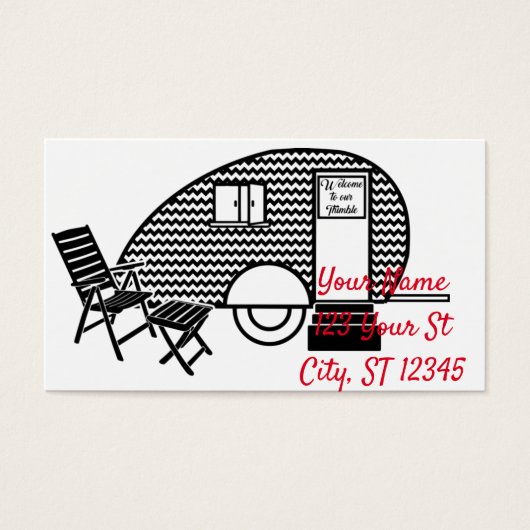 Classic Tiny Travel Trailer Caravan Thunder_Cove Visitekaartje (Voorkant)