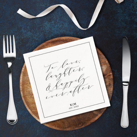 Classic to love Laughter Quote Weddenpaper Servet
