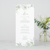 Classic Toile Green Bloemen Trouwtafel Menu (Staand voorkant)