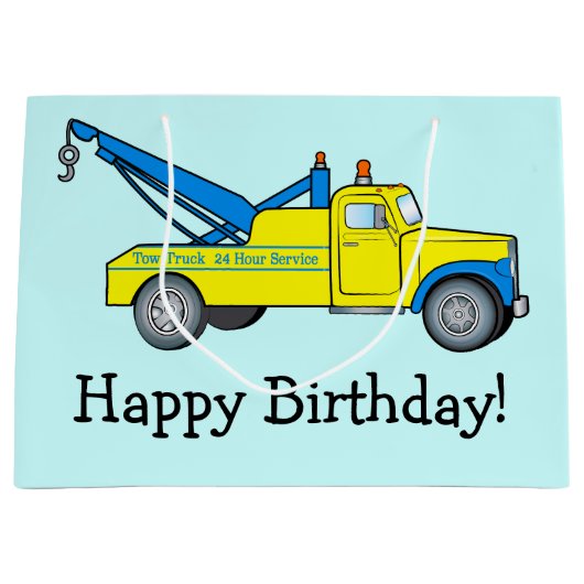 Classic Tow Truck Happy Birthday Groot Cadeauzakje (Voorkant)