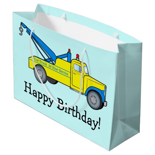 Classic Tow Truck Happy Birthday Groot Cadeauzakje (Achterkant Gekanteld)
