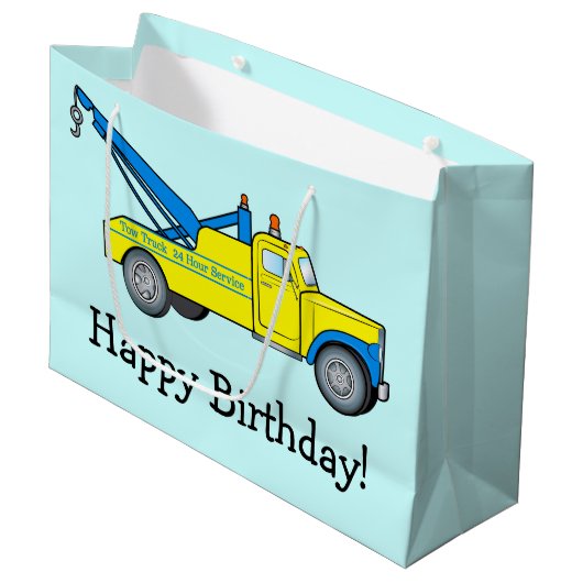Classic Tow Truck Happy Birthday Groot Cadeauzakje (Voorkant Gekanteld)