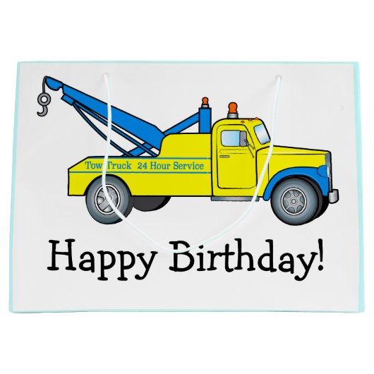 Classic Tow Truck Happy Birthday Large Cadeautasje (Voorkant)