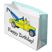 Classic Tow Truck Happy Birthday Large Cadeautasje (Achterkant Gekanteld)