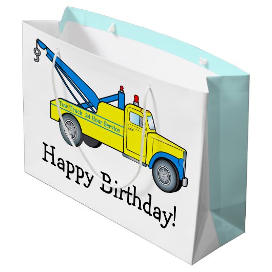 Classic Tow Truck Happy Birthday Large Cadeautasje (Achterkant Gekanteld)