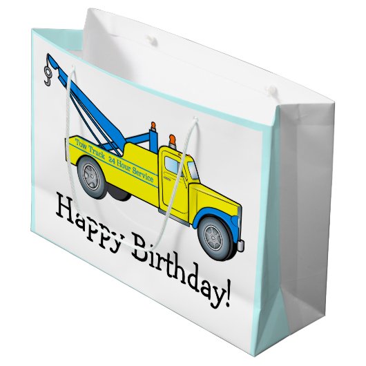Classic Tow Truck Happy Birthday Large Cadeautasje (Voorkant Gekanteld)