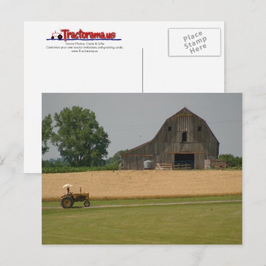 Classic Tractor & Barn-Briefkaart Uitnodiging Briefkaart (Voorkant / Achterkant)
