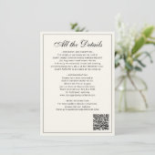 Classic traditional balck ivory wedding details informatiekaartje (Staand voorkant)