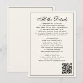 Classic traditional balck ivory wedding details informatiekaartje (Voorkant / Achterkant)
