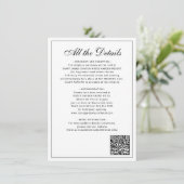 Classic traditional balck white wedding details informatiekaartje (Staand voorkant)