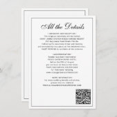 Classic traditional balck white wedding details informatiekaartje (Voorkant / Achterkant)