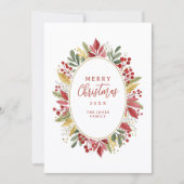 Classic Traditional Christmas Botanical Oval Frame Feestdagenkaart (Voorkant)