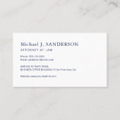 Classic traditional navy blue law firm attorney  visitekaartje (Achterkant)