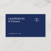 Classic traditional navy blue law firm attorney  visitekaartje (Voorkant)
