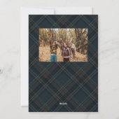 Classic traditional navy plaid two photo Christmas Feestdagenkaart (Achterkant)