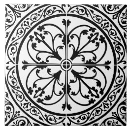 Classic Traditional Stylish Abstract Black & White Tegeltje