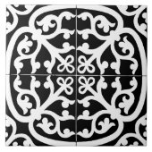 Classic Traditional Stylish Abstract Black & White Tegeltje (Voorkant)