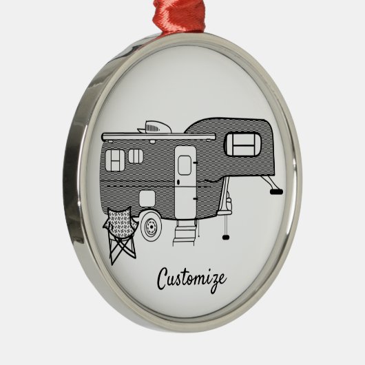 Classic Travel Caravan Thunder_Cove Metalen Ornament (Rechts)
