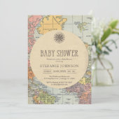 Classic Travel Worl Baby Shower Invitation Kaart (Staand voorkant)