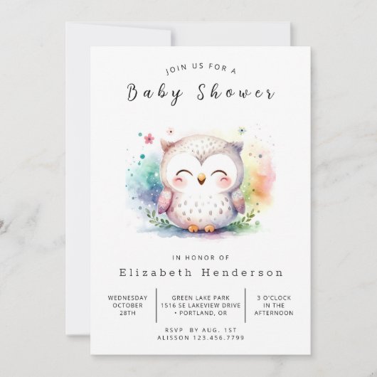 Classic Trees Owl Baby shower Kaart (Voorkant)