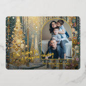 Classic Trendy Artistic Winter Wonderland Art Gold Folie Feestdagenkaart (Voorkant)