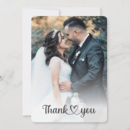 Classic Trendy Chic Bride and Groom Wedding Photo Bedankkaart